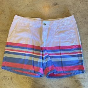 Columbia White Shorts with Pink & Blue Stripes (size 12)